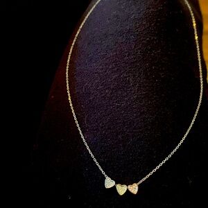 Triple heart silver necklace